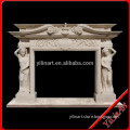 Good Price Marble Fireplace Mantel Surround With Column Statue